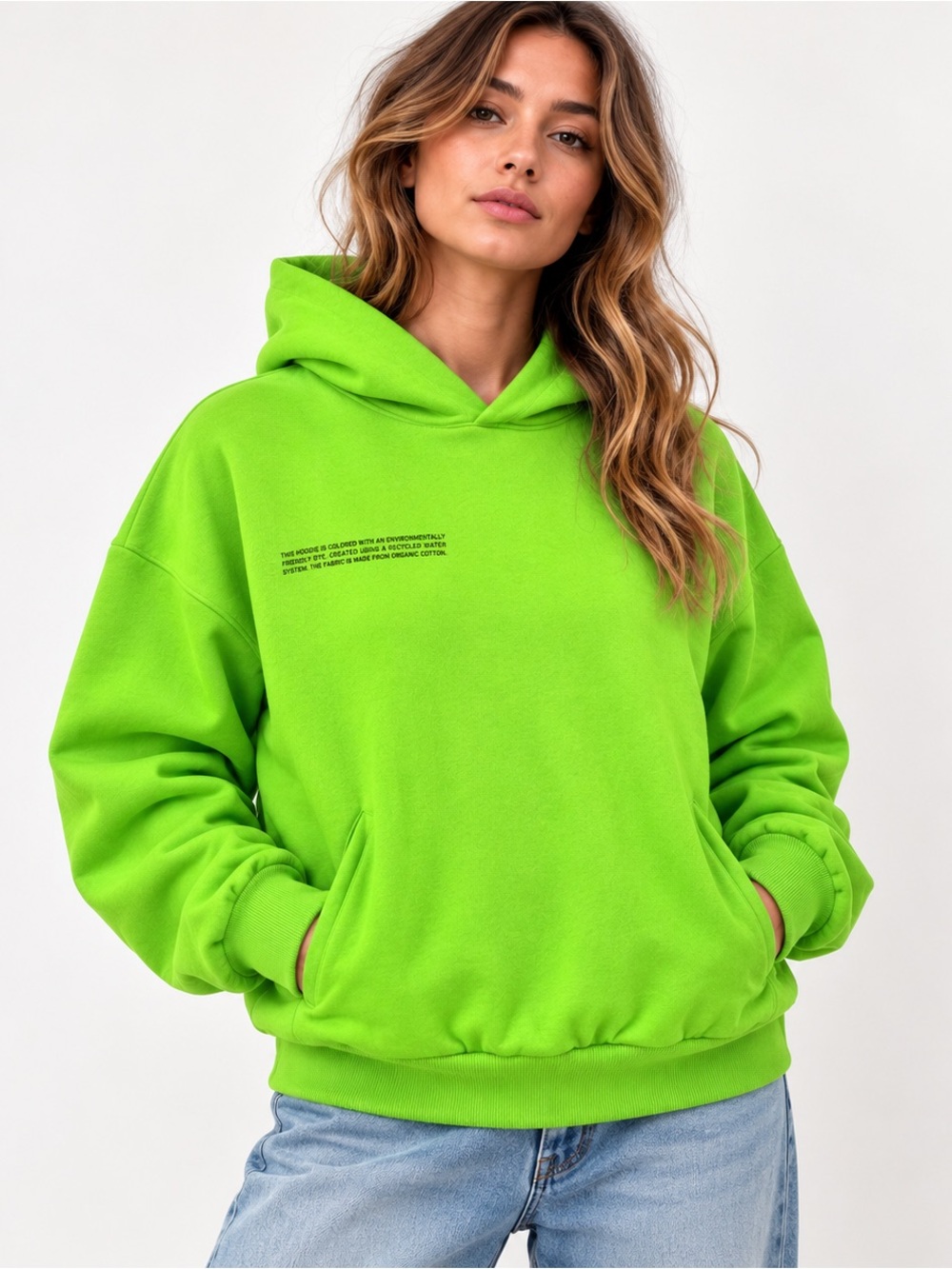 PANGAIA 365 Signature Hoodie M Lime Green Organic Cotton Unisex Streetwear